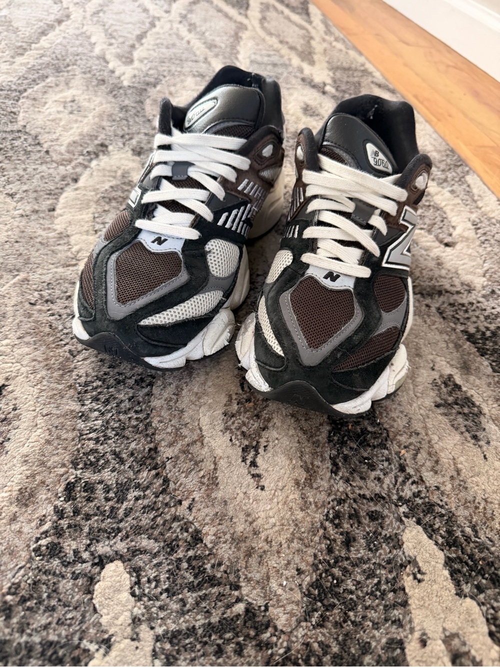 New Balance Black Brown White Athletic Sneakers - Picture 2 of 11